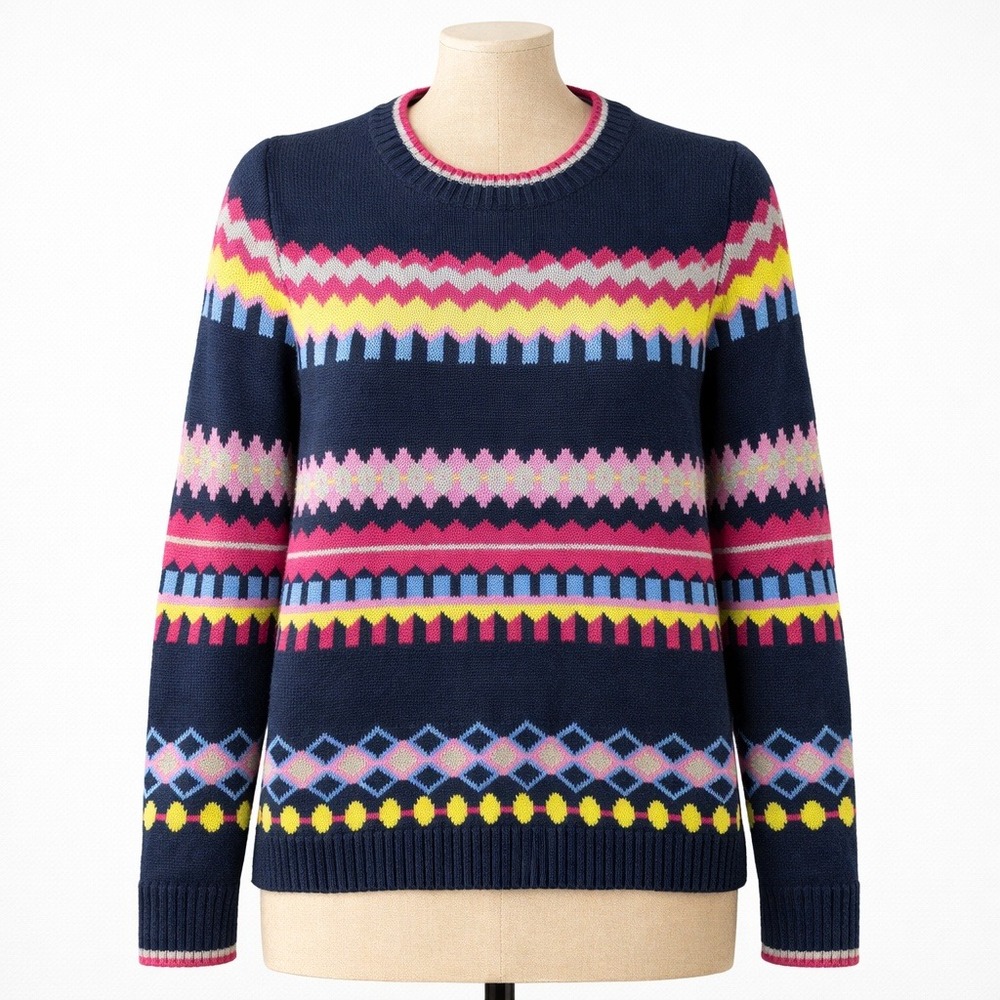 American Eagle Fair Isle Sweater Size‎ M Multicolor Blue Geometric Preppy Scandi